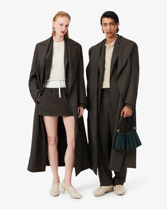 Gabardina trench de lana con cuello cruzado Runway