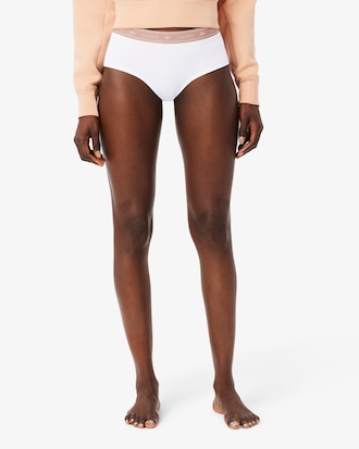 Pantalón corto de algodón elástico con logotipo en la cinturilla