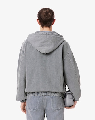 Chaqueta con capucha denim con efecto desteñido