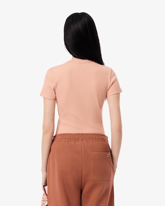 Camiseta de canalé de algodón de corte ajustado