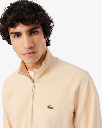 Sudadera con cremallera y ribete en contraste