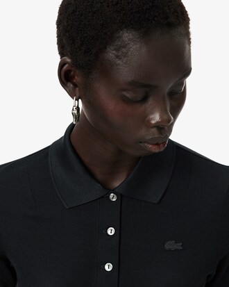 Polo de minipiqu&eacute; de seda de corte ajustado Runway