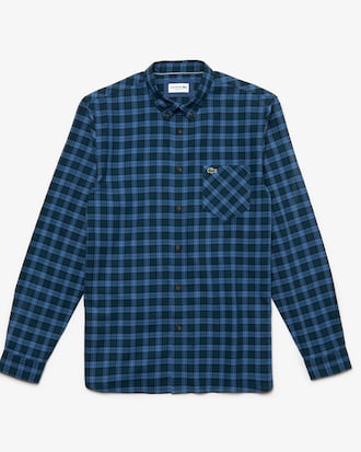 Camisa de hombre regular fit en algod&oacute;n de cuadros