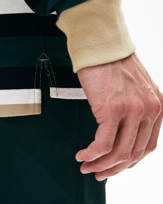 Polo de hombre Lacoste Rugby en tejido de punto de algod&oacute;n grueso de rayas