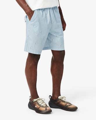 Pantal&oacute;n corto de algod&oacute;n de rayas con estampado de cocodrilo