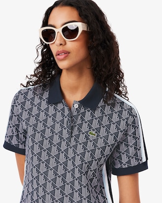 Vestido polo de corte ajustado de jacquard con monograma