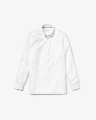 Camisa de hombre regular fit en popel&iacute;n de algod&oacute;n texturizado con bolsillo en el pecho