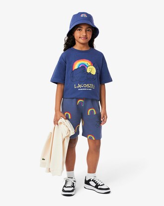 Pantalón corto de felpa con estampado de arco iris