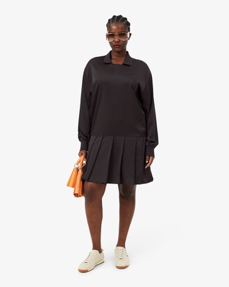 Vestido polo plisado de sat&eacute;n