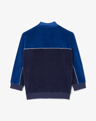 Sudadera de terciopelo con cremallera y bloques de color