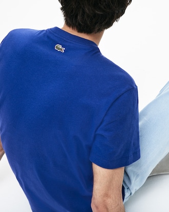 Camiseta De Cuello Redondo De Punto Liso De Algodón Liso Con Cocodrilo