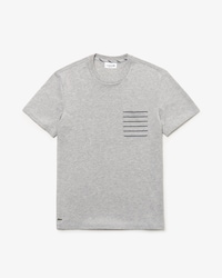 Camiseta Con Cuello Redondo De Punto Liso De Algod&oacute;n Con Bolsillo De Rayas