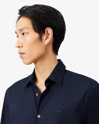 Camisa de corte ajustado de popel&iacute;n el&aacute;stico
