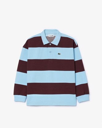 Polo de rugby de piqué de rayas en contraste