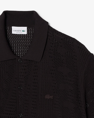 Camisa con cocodrilo en punto con efecto encaje