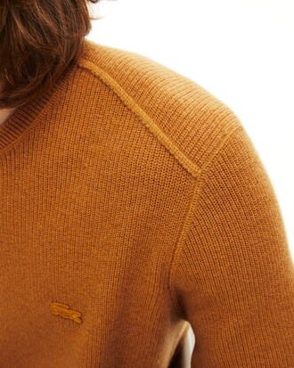 Jersey de hombre con efecto de punto en mezcla de lana y cashmere y cuello redondo
