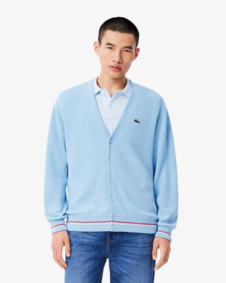 Chaqueta de punto de algodón de rayas finas corte holgado