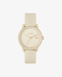 Reloj Lacoste.12.12 Go de silicona color champ&aacute;n con tres&nbsp;manecillas
