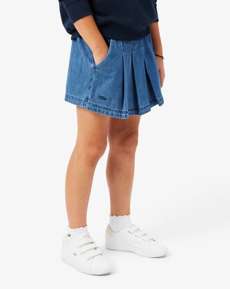 Falda-pantal&oacute;n corta vaquera plisada