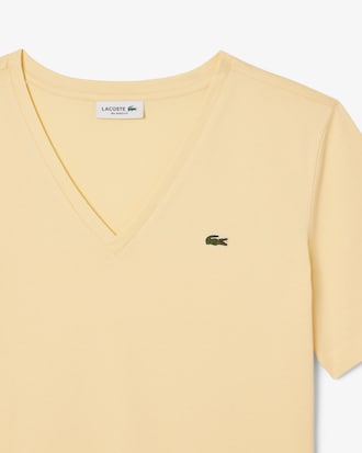 Camiseta de corte holgado con cuello de pico de algodón suave