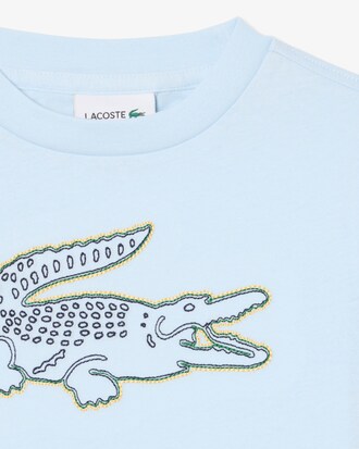 Camiseta de algod&oacute;n con bordado de cocodrilo