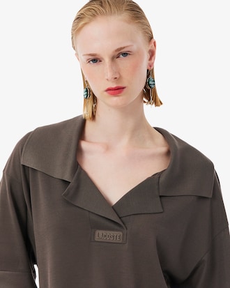 Vestido con cuello polo de piqu&eacute; de seda Runway