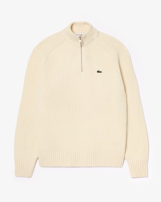 Jersey de cuello alto de lana cardada con cremallera