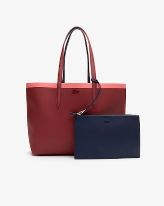 Bolso tote de mujer Anna reversible en lona revestida con franja a contraste