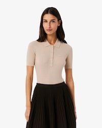 Jersey de lana merino con cuello polo de punto de canal&eacute; 3D