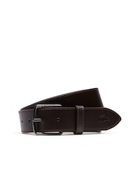 Cintur&oacute;n piel hebilla leng&uuml;eta grabada