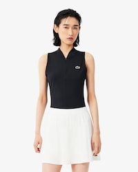 Polo de tenis el&aacute;stico sin mangas de dos tejidos