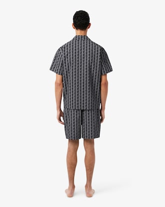 Pantal&oacute;n corto de pijama de popel&iacute;n con estampado de monograma