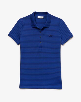 Polo de mujer Lacoste slim fit en minipiqu&eacute; de algod&oacute;n el&aacute;stico de rayas