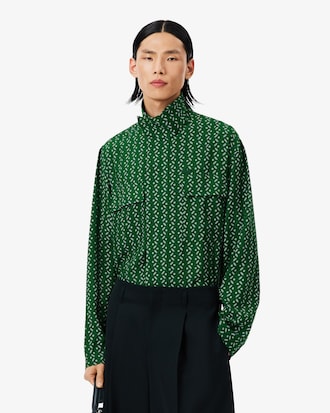 Camisa de corte regular de satén estampado Runway