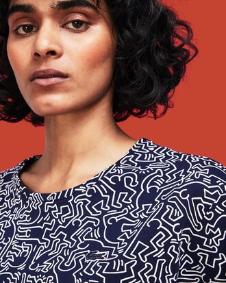 Camiseta Con Cuello Redondo De Punto Liso Estampado Con Espalda Abierta