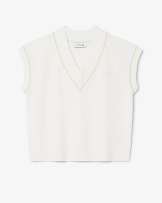 Chaleco de punto cuello de pico de mezcla de algod&oacute;n