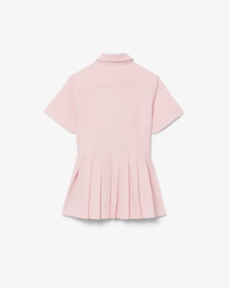 Vestido camisero con falda plisada de popel&iacute;n