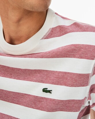 Camiseta Con Cuello Redondo De Punto De Algodón De Rayas