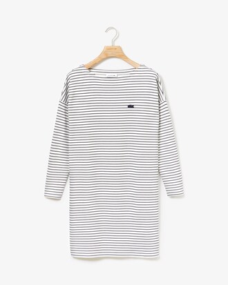 Vestido N&aacute;utico De Mujer En Interlock De Rayas Con Cuello Barco