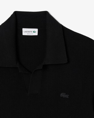 Jersey de cuello polo abierto de mezcla de algodón