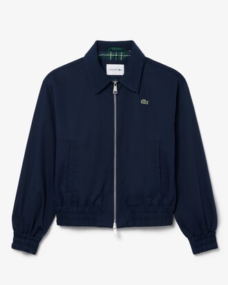 Chaqueta de tela de gabardina el&aacute;stica con cuello doble