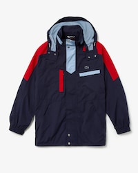 Parka de hombre en dos materiales resistente al agua con capucha amovible