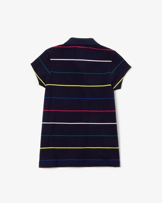 Polo de niña Lacoste en piqué de algodón de raya diplomática de colores