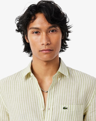 Camisa de lino de corte regular de rayas