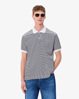 Polo de corte cl&aacute;sico de petit piqu&eacute; de rayas L.12.12