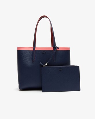 Bolso tote de mujer Anna reversible en lona revestida con franja a contraste