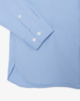 Camisa de corte ajustado de popel&iacute;n el&aacute;stico de rayas