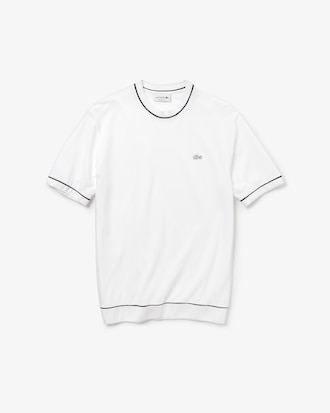 Camiseta de hombre en petit piqué de algodón con ribete a contraste y cuello redondo