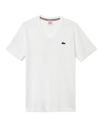 Camiseta unisex en tejido de punto de algodón con cuello de pico Lacoste LIVE