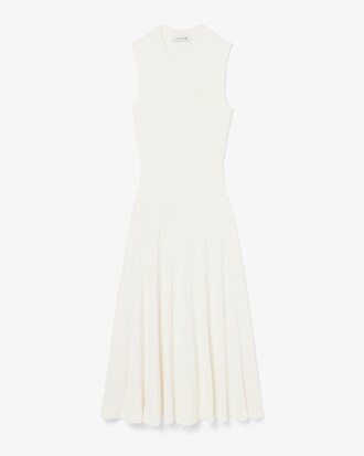 Vestido plisado de canal&eacute; de mezcla de algod&oacute;n